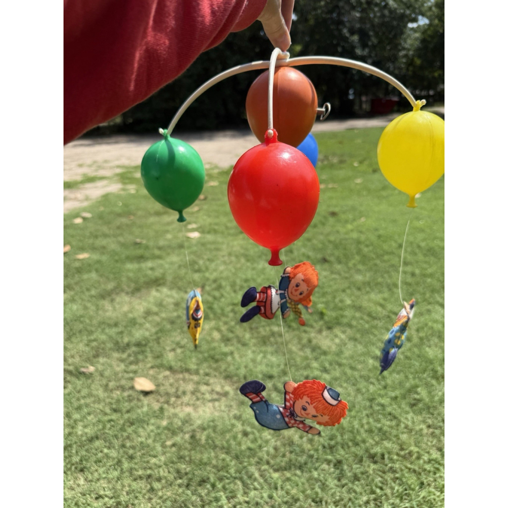 VINTAGE 1976 RAGGEDY ANN ANDY CRIB MOBILE MUSICAL & TURNS no Crib Attachment